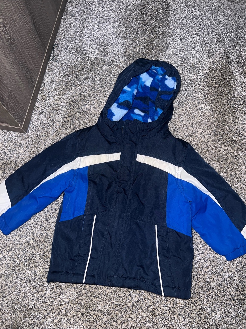 Faded Glory Navy & Royal Blue Hooded Puffer Jacket